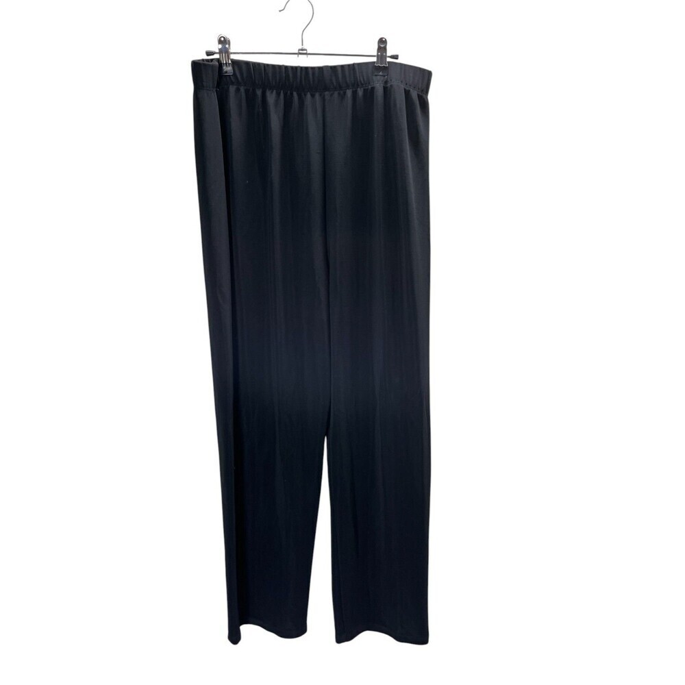 Susan Graver Pants Women's Size Large Petite Black Stretch Pull On Straight Leg
